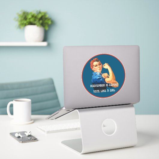 Roevember komt de riveter auto-decal halen sticker (Laptop op bureau)