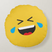 ROFL Lachende Gele Gezicht Emoji Rond Kussen (Voorkant)