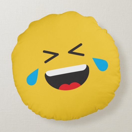 ROFL Lachende Gele Gezicht Emoji Rond Kussen (Achterkant)