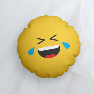 ROFL Laughing Yellow Face Emoji Rond Kussen