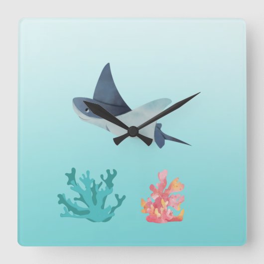 Rog vis onderwater illustratie wandklok (Voorkant)
