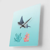 Rog vis onderwater illustratie wandklok (Hoek)