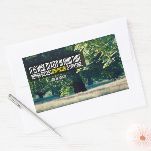Roger Babson Inspirerend Quote "Never final" Rechthoekige Sticker (Envelop)