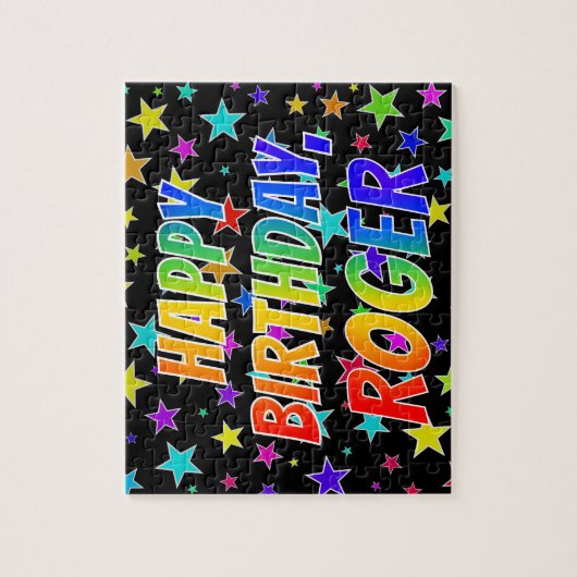 "ROGER" First Name, Fun "HAPPY BIRTHDAY" Legpuzzel (Verticaal)