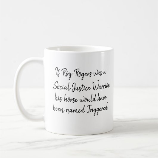 Roger Rogers SJW Funny Black Text Personalized Koffiemok (Links)
