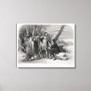 Roger Williams beschermd door de Narragansetts Canvas Afdruk