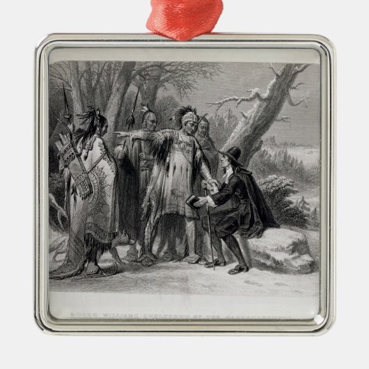 Roger Williams beschermd door de Narragansetts Metalen Ornament (Voorkant)