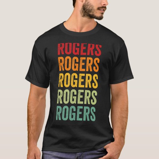 Rogers County Oklahoma Rainbow Text Design T-shirt (Voorkant)