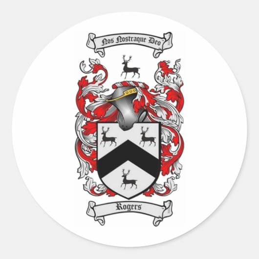 ROGERS Family Crest Ronde Sticker (Voorkant)