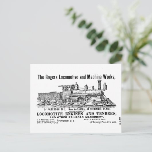 Rogers Locomotive Works Briefkaart (Staand voorkant)