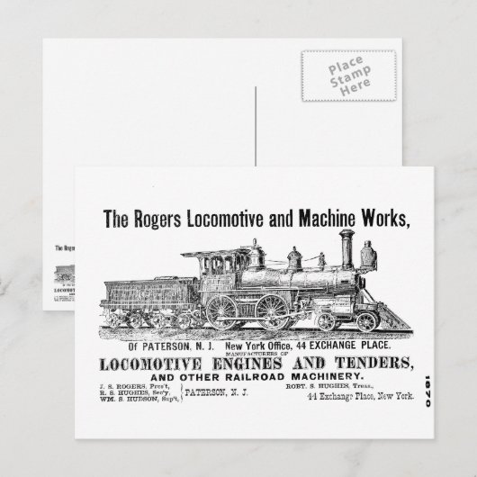Rogers Locomotive Works Briefkaart (Voorkant / Achterkant)