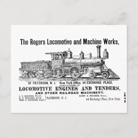 Rogers Locomotive Works Briefkaart (Voorkant)