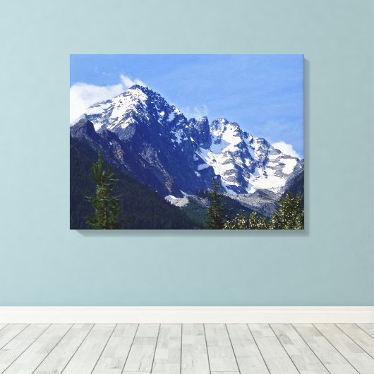 Roger's Pass Summit Stretched Canvas Print (Insitu (Houten vloer))