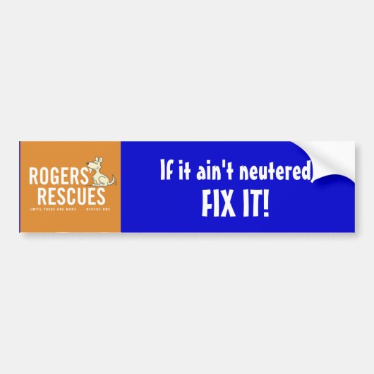 Rogers' Reddingen Sterilisatie bumpersticker (Voorkant)