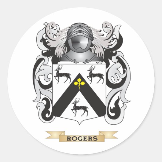 Rogers Wapenschild (Family Crest) Ronde Sticker (Voorkant)