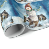 Rogh Collie met Snowman Kerstmis Cadeaupapier (Rol Hoek)