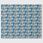 Rogh Collie met Snowman Kerstmis Cadeaupapier (Vlak)