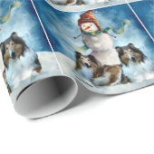 Rogh Collie met Snowman Kerstmis Cadeaupapier (Rol Hoek)