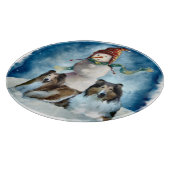 Rogh Collie met Snowman Kerstmis Snijplank (Hoek)
