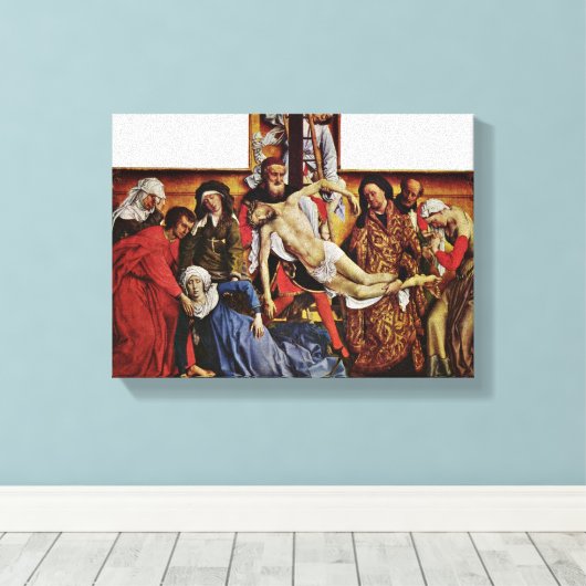 Rogier van der Weyden - Verdaling van het Kruis Canvas Afdruk (Insitu (Houten vloer))
