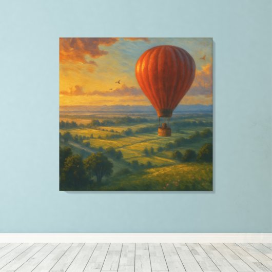 Rogue Balloon Ride - Painterly Illustration Style Canvas Afdruk (Insitu (Houten vloer))