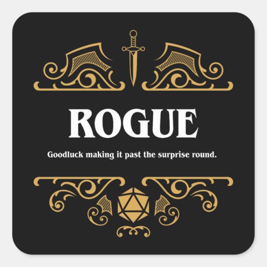 Rogue Class Tabletop RPG Gaming Vierkante Sticker (Voorkant)