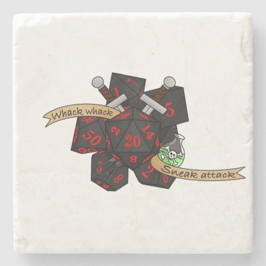 Rogue Dice Design Stenen Onderzetter (Voorkant)