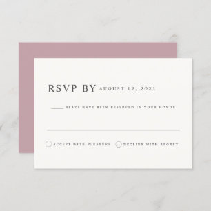ROGUE Dusty Blush Pink Mauve Wedding RSVP Kaart