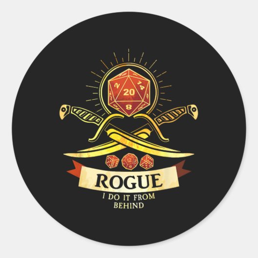 Rogue Fantasy Gamer Rpg Cl  Ronde Sticker (Voorkant)