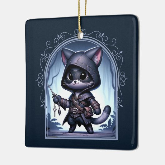 Rogue Feline Fantasy Avontuur Keramisch Ornament (Links)