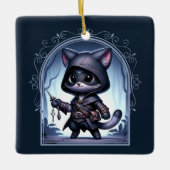 Rogue Feline Fantasy Avontuur Keramisch Ornament (Voorkant)