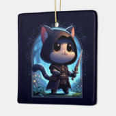 Rogue Feline Fantasy Avontuur Keramisch Ornament (Links)
