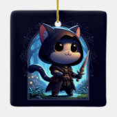 Rogue Feline Fantasy Avontuur Keramisch Ornament (Achterkant)