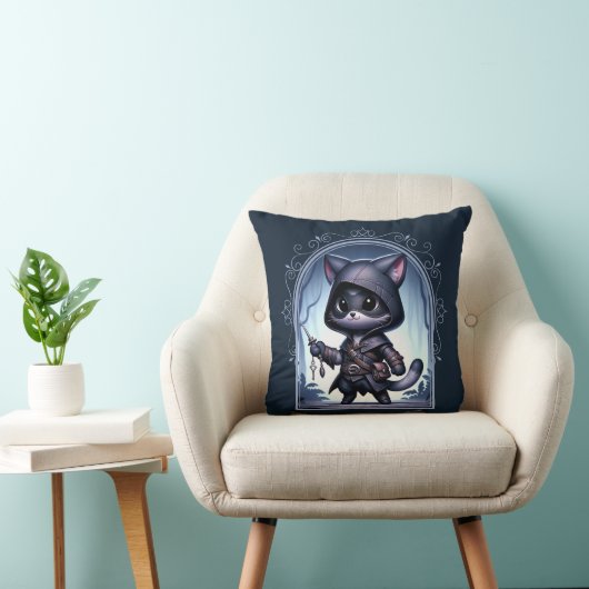 Rogue Feline Fantasy Avontuur Kussen (Stoel)