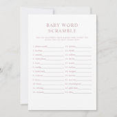 ROGUE Modern Dusty Roos Baby Word Scramble Game Kaart (Voorkant)