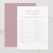 ROGUE Modern Dusty Roos Baby Word Scramble Game Kaart (Voorkant / Achterkant)