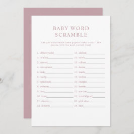 ROGUE Modern Dusty Roos Baby Word Scramble Game Kaart