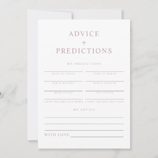 ROGUE Moderne robuuste roze Baby advies en voorspe Kaart (Voorkant)