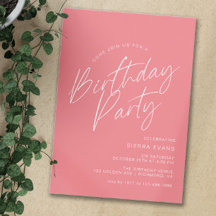 Rogue Pink   Modern Script Girly Any Age Verjaarda Kaart