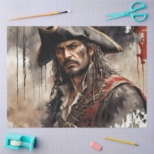 Rogue Pirate Captain Nautical Caribbean Decoupage Tissuepapier (Craft)