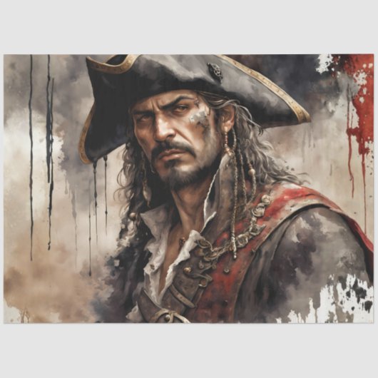 Rogue Pirate Captain Nautical Caribbean Decoupage Tissuepapier (Voorkant)