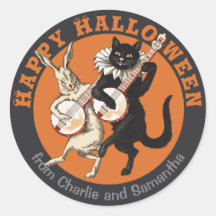 Roguish black cat and rabbit CC1051 Halloween