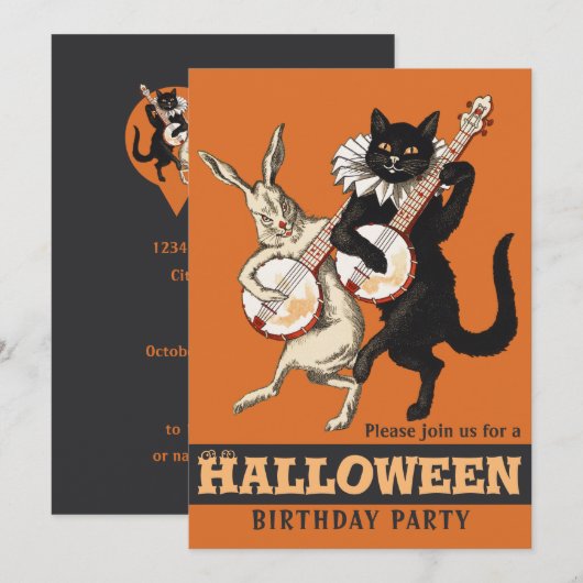 Roguish cat rabbit CC1156 Halloween verjaardagsfee Kaart (Voorkant / Achterkant)