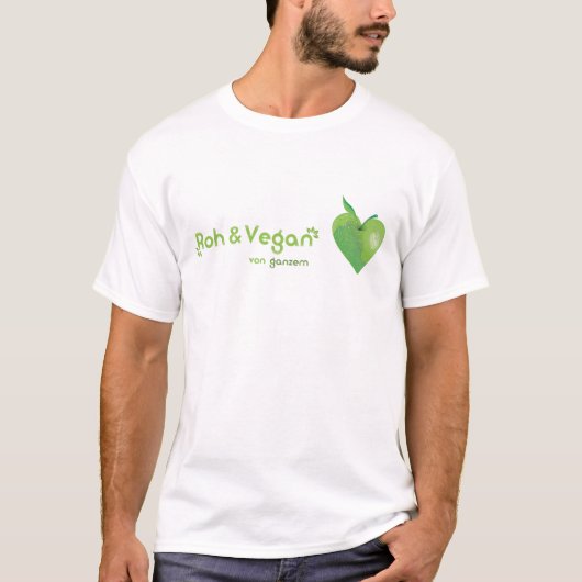 Roh & vegan von ganzem Herzen (grünes Apfelherz) T-shirt (Voorkant)