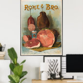 Rohe & Bro Antiek Meat Advertentie Poster (Thuiskantoor)