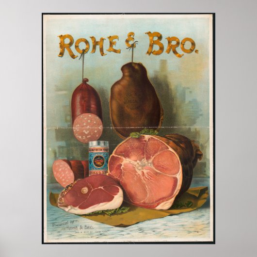 Rohe & Bro Antiek Meat Advertentie Poster (Voorkant)