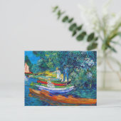 Roiende boten aan de oevers van de Oise Briefkaart (Staand voorkant)