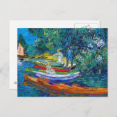Roiende boten aan de oevers van de Oise Briefkaart (Voorkant / Achterkant)