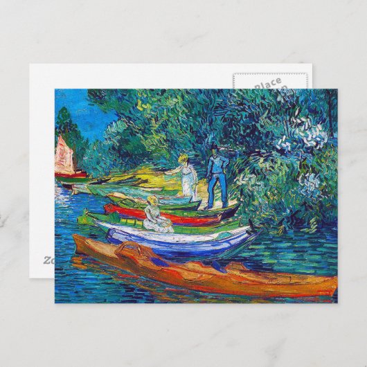 Roiende boten aan de oevers van de Oise Briefkaart (Voorkant / Achterkant)