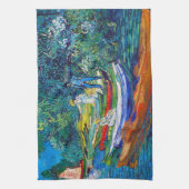 Roiende boten aan de oevers van de Oise Theedoek (Verticaal)